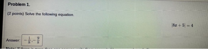 Solved Problem 1. (2 points) Solve the following equation | Chegg.com