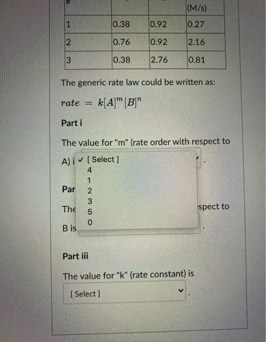 Solved 3 Parts Consider a generic reaction with the | Chegg.com