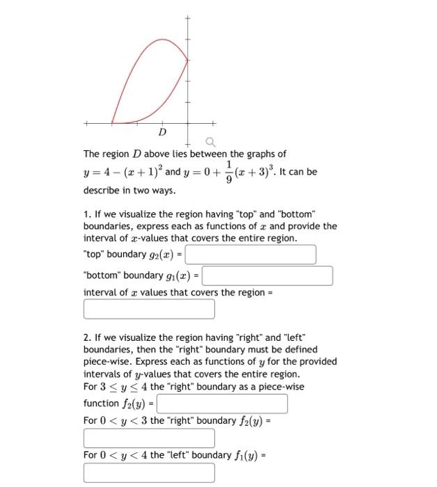 Solved The region D above lies between the graphs of | Chegg.com