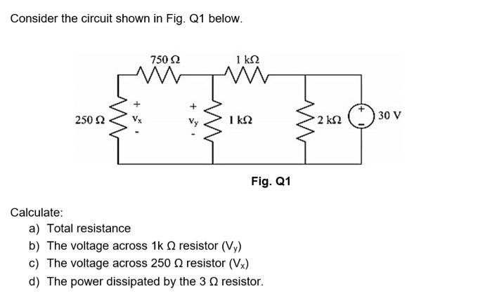 Solved Consider the circuit shown in Fig. Q1 below. 1 ks 2 | Chegg.com