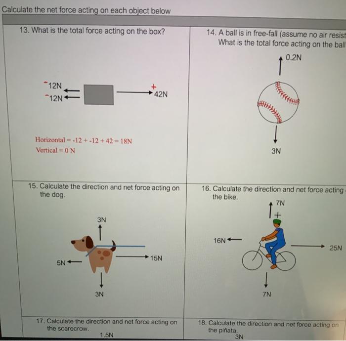 Solved Calculate The Net Force Acting On Each Object Below Chegg Com