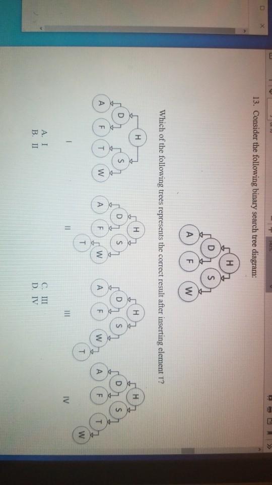 Solved 13. Consider the following binary search tree | Chegg.com