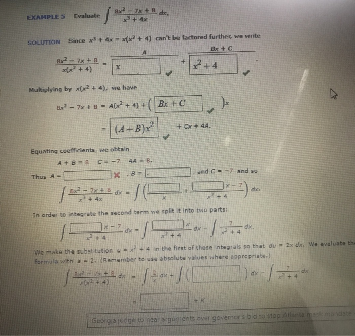 solved-8x-7x-8-dx-x2-4x-examples-evaluate-solution-chegg