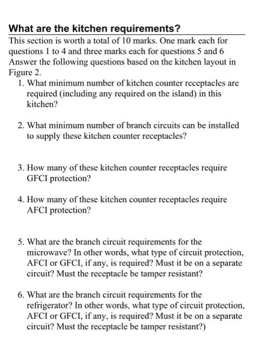 Solved What are the kitchen requirements? This section is