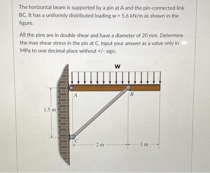 Solved The Horizontal Beam Is Supported By A Pin At A And | Chegg.com