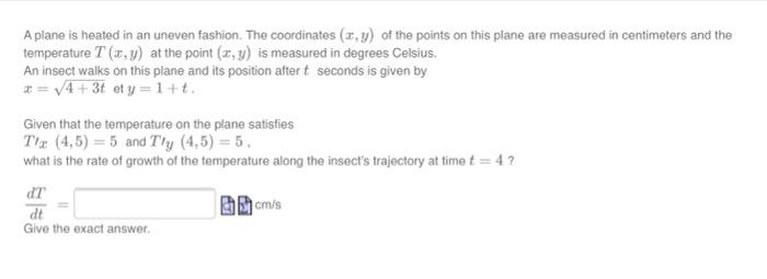 Solved A plane is heated in an uneven fashion. The | Chegg.com