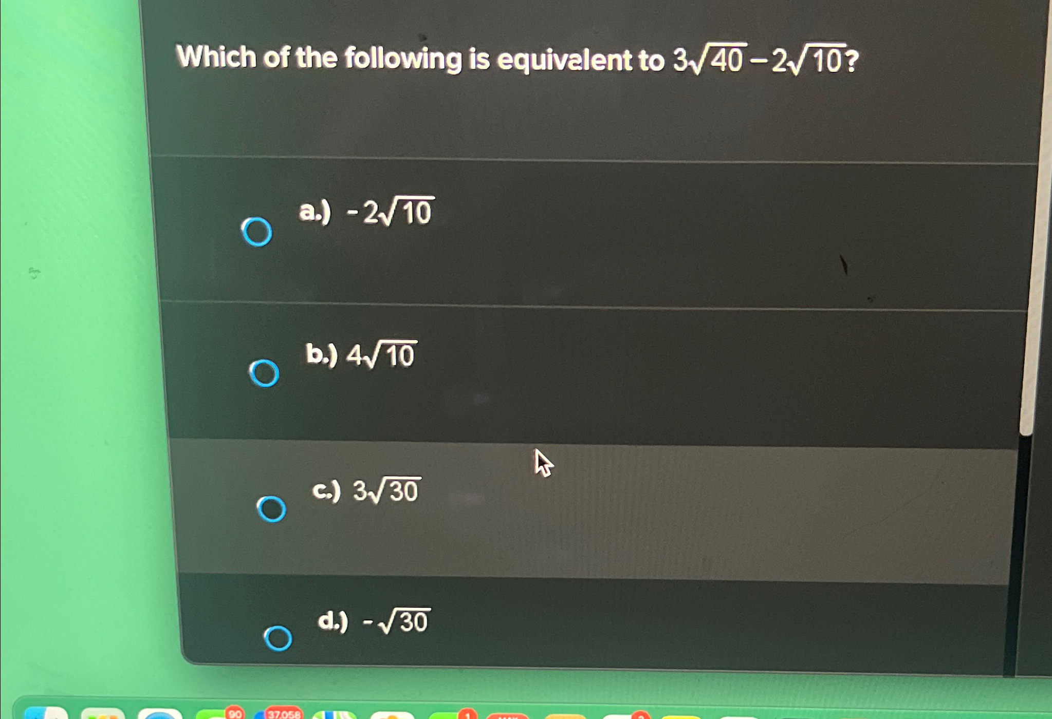 Solved Which of the following is equivalent to | Chegg.com