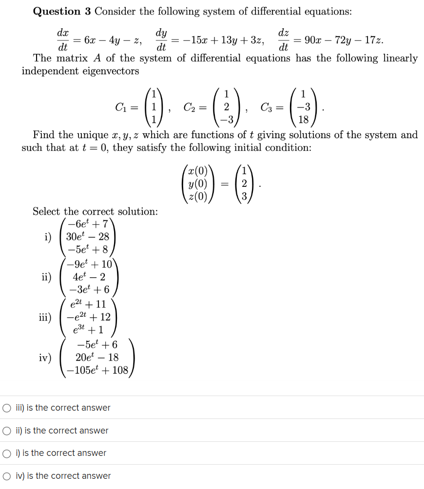 Solved Question 3 ﻿Consider the following system of | Chegg.com