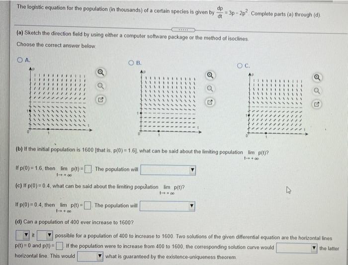 Solved The logistic equation for the population (in | Chegg.com