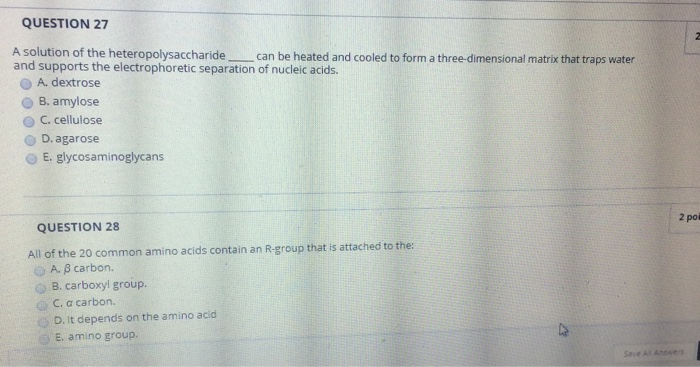 Solved QUESTION 27 A solution of the heteropolysaccharide | Chegg.com