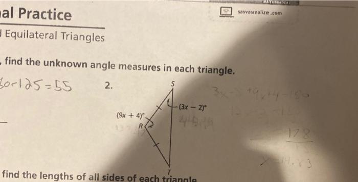 Solved find the unknown angle measures in each triangle. | Chegg.com