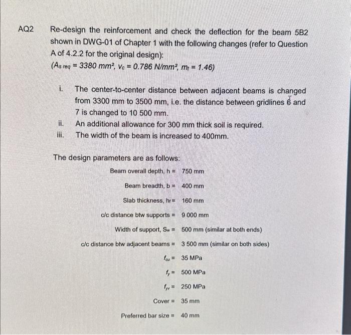 Solved Re-design the reinforcement and check the deflection | Chegg.com