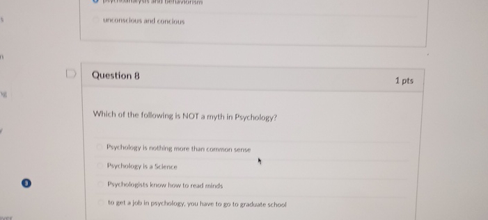 Solved uneonscious and conciousQuestion 81 ﻿ptsWhich of the | Chegg.com