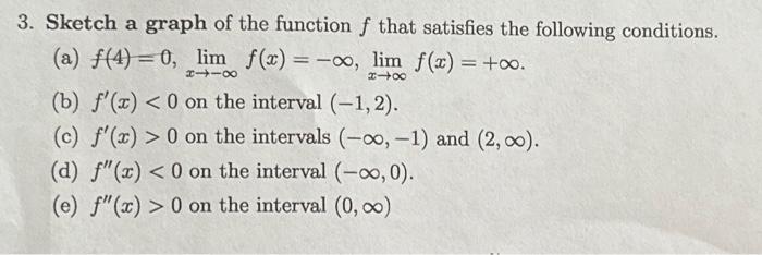 Solved 3. Sketch a graph of the function f that satisfies | Chegg.com