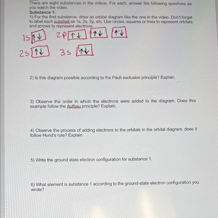 Solved There Are Eight Substances In The Videos. For Each, | Chegg.com