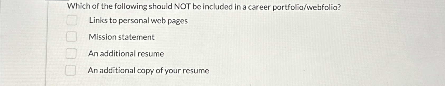 Solved Which of the following should NOT be included in a | Chegg.com