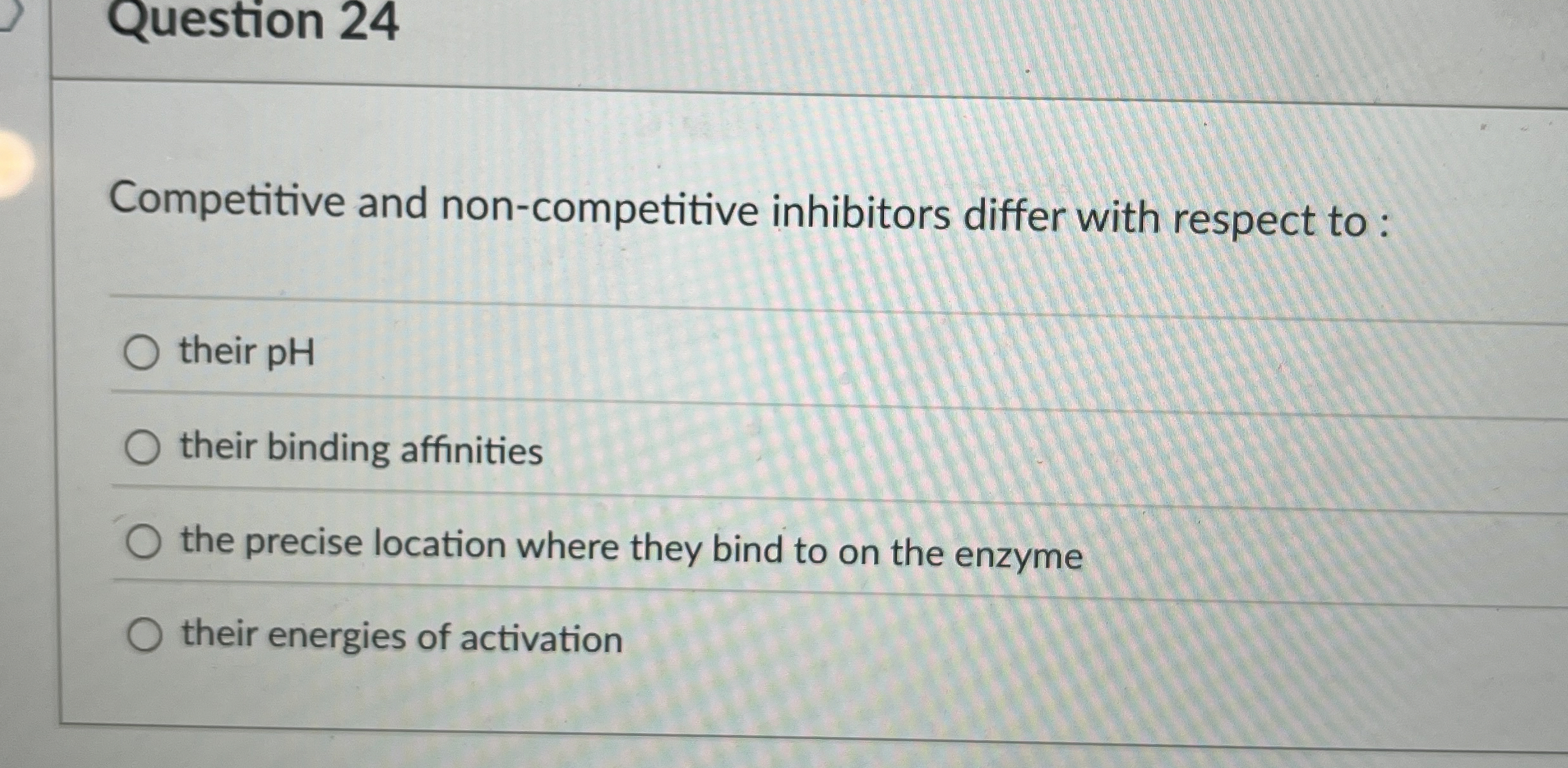 [Solved] Question 24 Competitive and inhibi