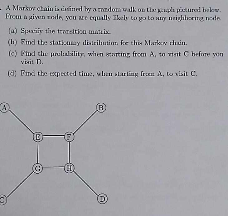 - A Markov chain is defined by a random walk on the | Chegg.com
