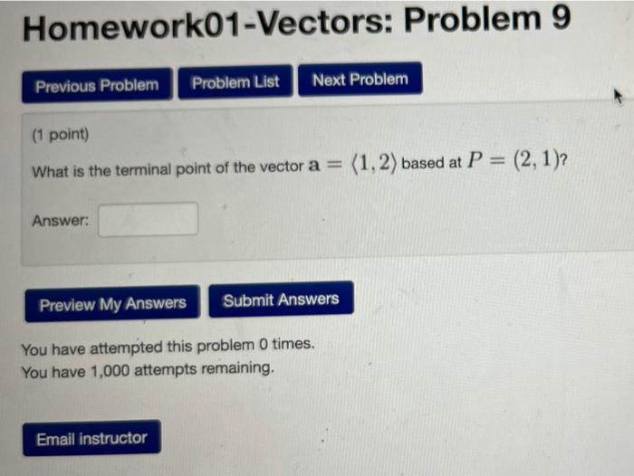 Solved Homework01-Vectors: Problem 9 Previous Problem | Chegg.com