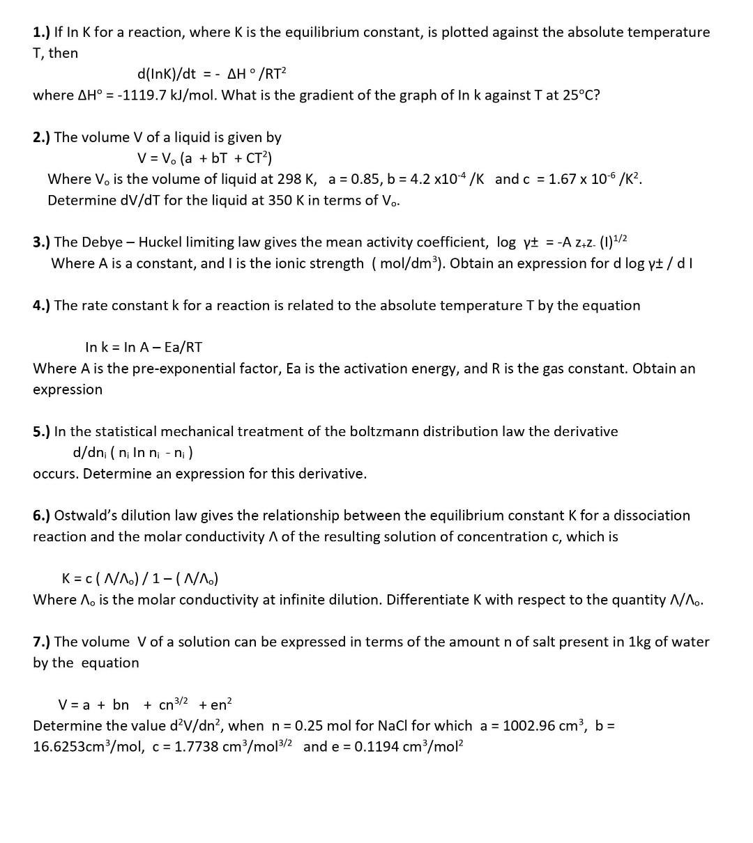 Solved 1 If In K For A Reaction Where K Is The Chegg Com