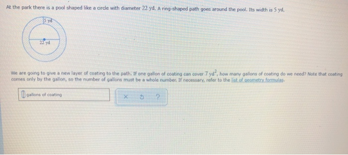 Solved At the park there is a pool shaped like a circle with | Chegg.com