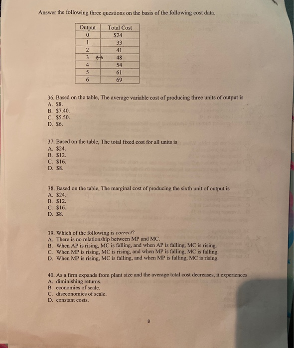 Solved Answer the following three questions on the basis of | Chegg.com