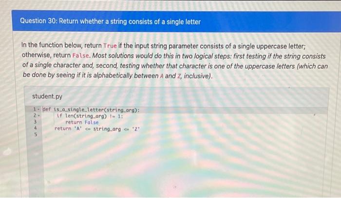 Solved Question 30: Return Whether A String Consists Of A | Chegg.com