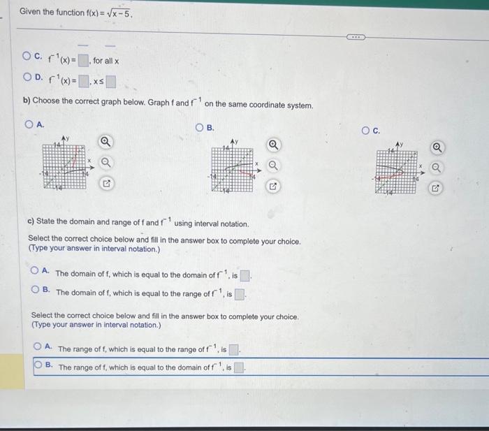 Solved Given The Function F(x)=x−5, (a) Find F−1(x). (b) | Chegg.com