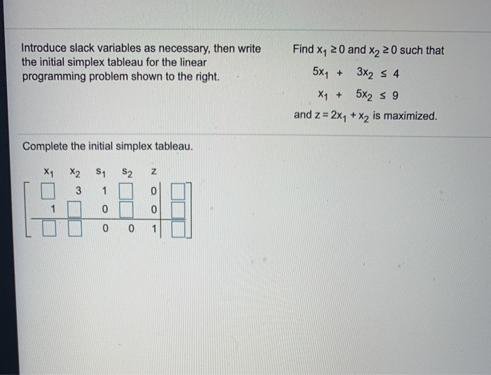 Solved Introduce slack variables as necessary, then write | Chegg.com