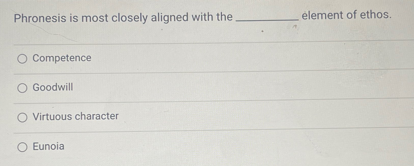 Solved Phronesis is most closely aligned with the ﻿element | Chegg.com