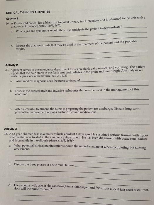 Solved CRITICAL THINKING ACTIVITIES Activity 1 36. A | Chegg.com