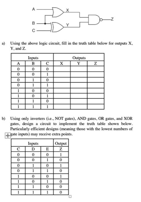 Solved B a) Using the above logic circuit, fill in the truth | Chegg.com