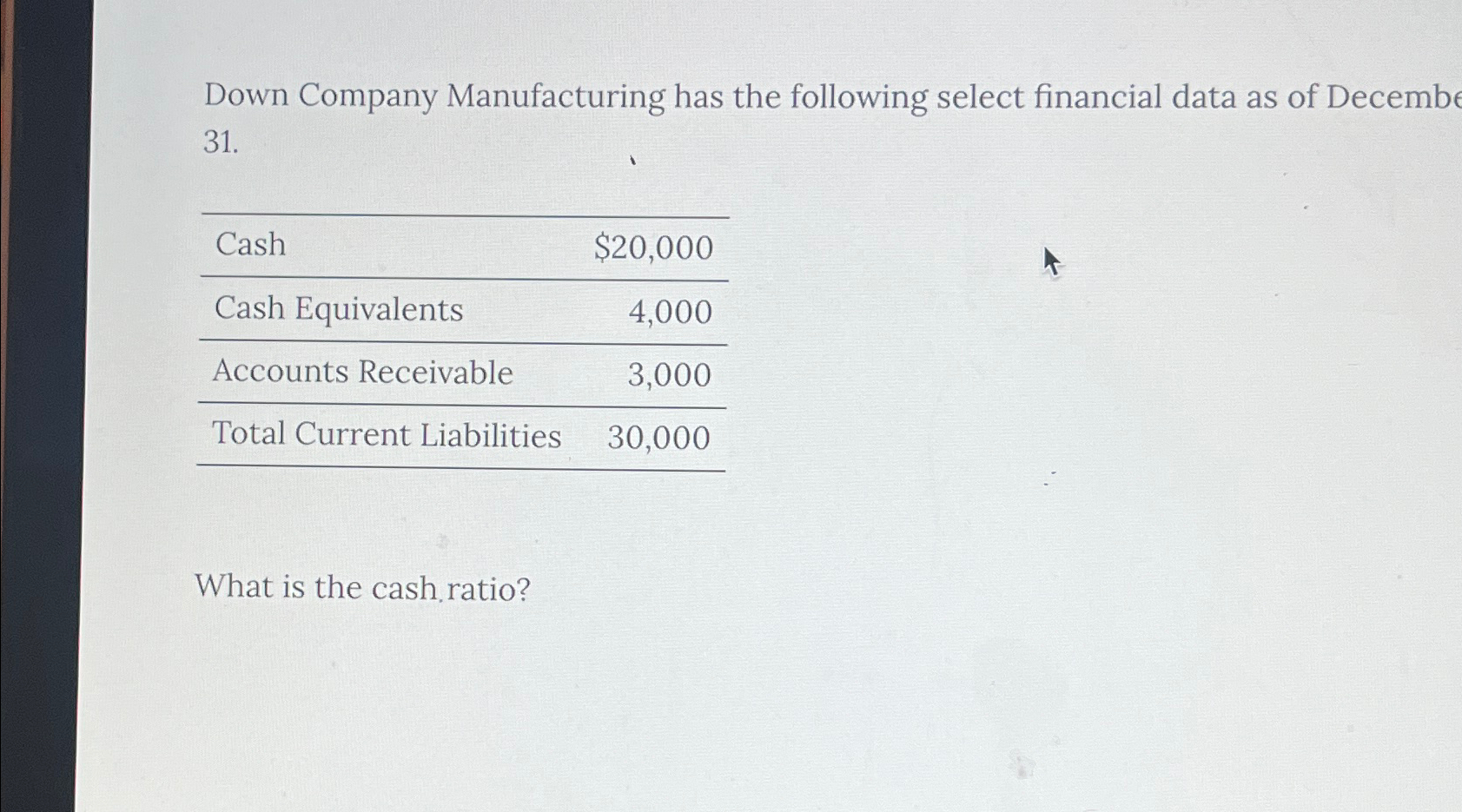 Solved Down Company Manufacturing has the following select | Chegg.com