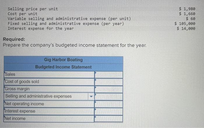 Solved Gig Harbor Boating is the wholesale distributor of a | Chegg.com