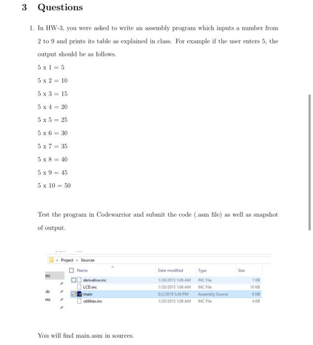 Solved 3 Questions 1. In HW-3, you were asked to write an | Chegg.com