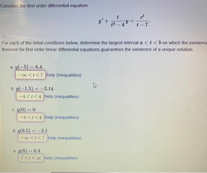 Solved Consider The First Order Differential Equation Et Y