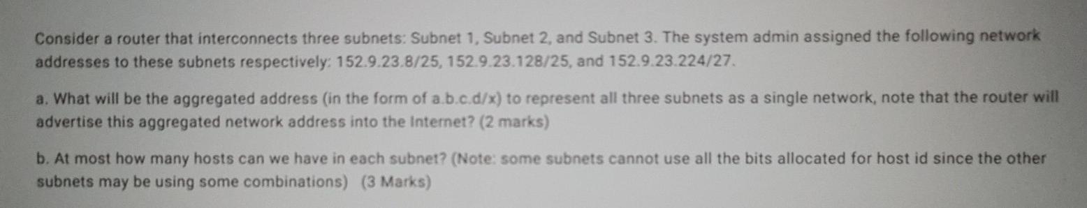 Solved Consider a router that interconnects three subnets: | Chegg.com