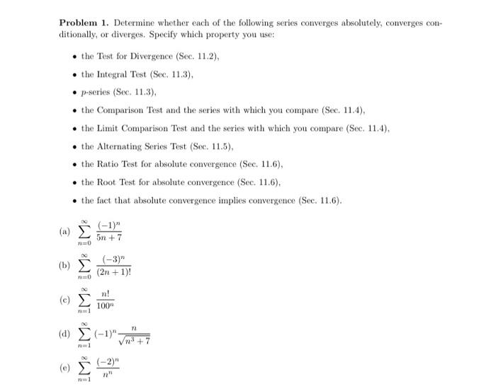 Solved Problem 1. Determine whether each of the following | Chegg.com