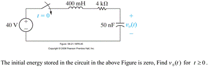 Solved The initial energy stored in the circuit in the above | Chegg ...