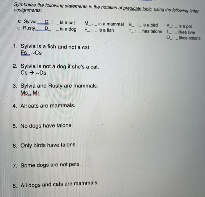 Solved Symbolize the following statements in the notation of