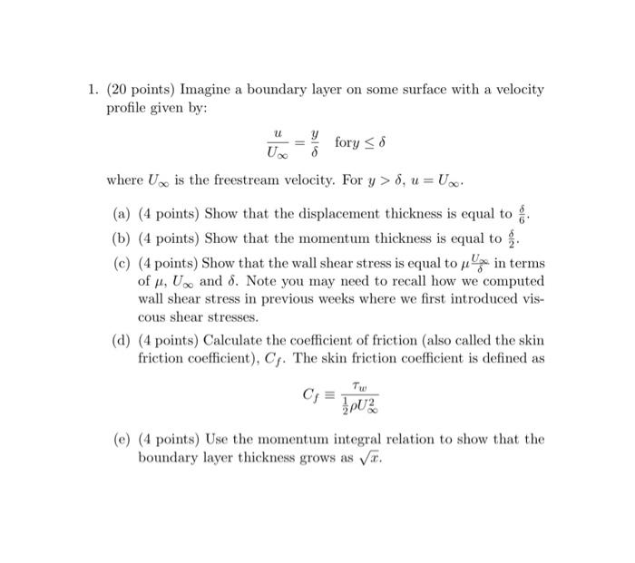 Solved 1. (20 points) Imagine a boundary layer on some | Chegg.com