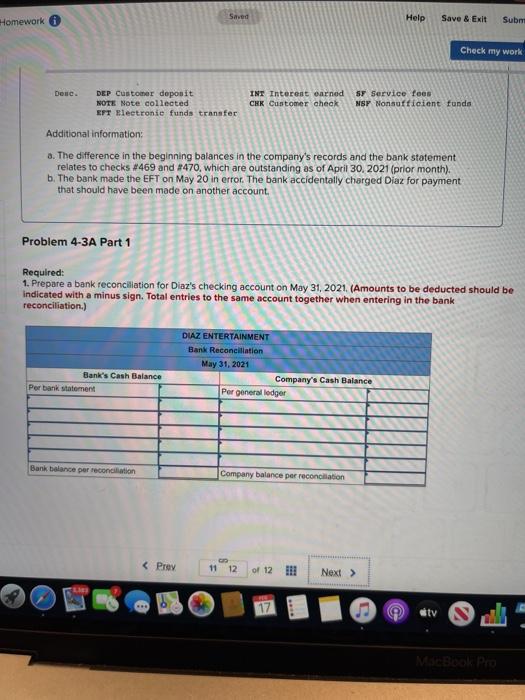 Solved Help Save & Exit Submit mework Check my work Required | Chegg.com