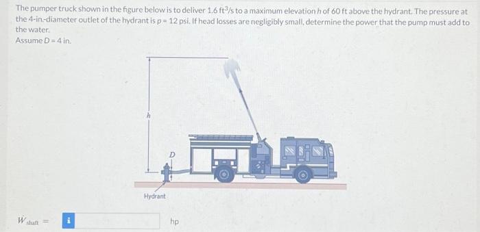 Solved The pumper truck shown in the figure below is to | Chegg.com