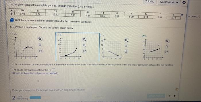 Solved Tutoring Question Help Use the given data set to | Chegg.com