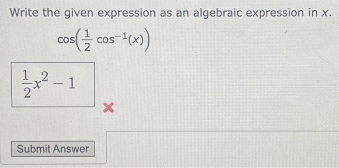 Solved Write the given expression as an algebraic expression | Chegg.com