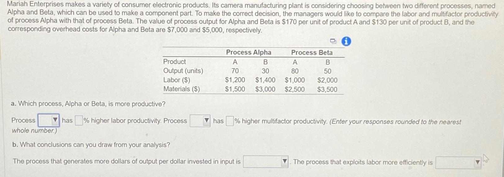 Solved Mariah Enterprises Makes A Variety Of Consumer | Chegg.com