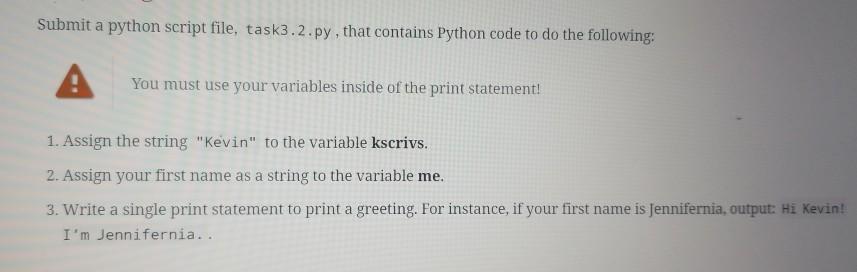 Solved Submit a python script file, task3.2.py, that | Chegg.com