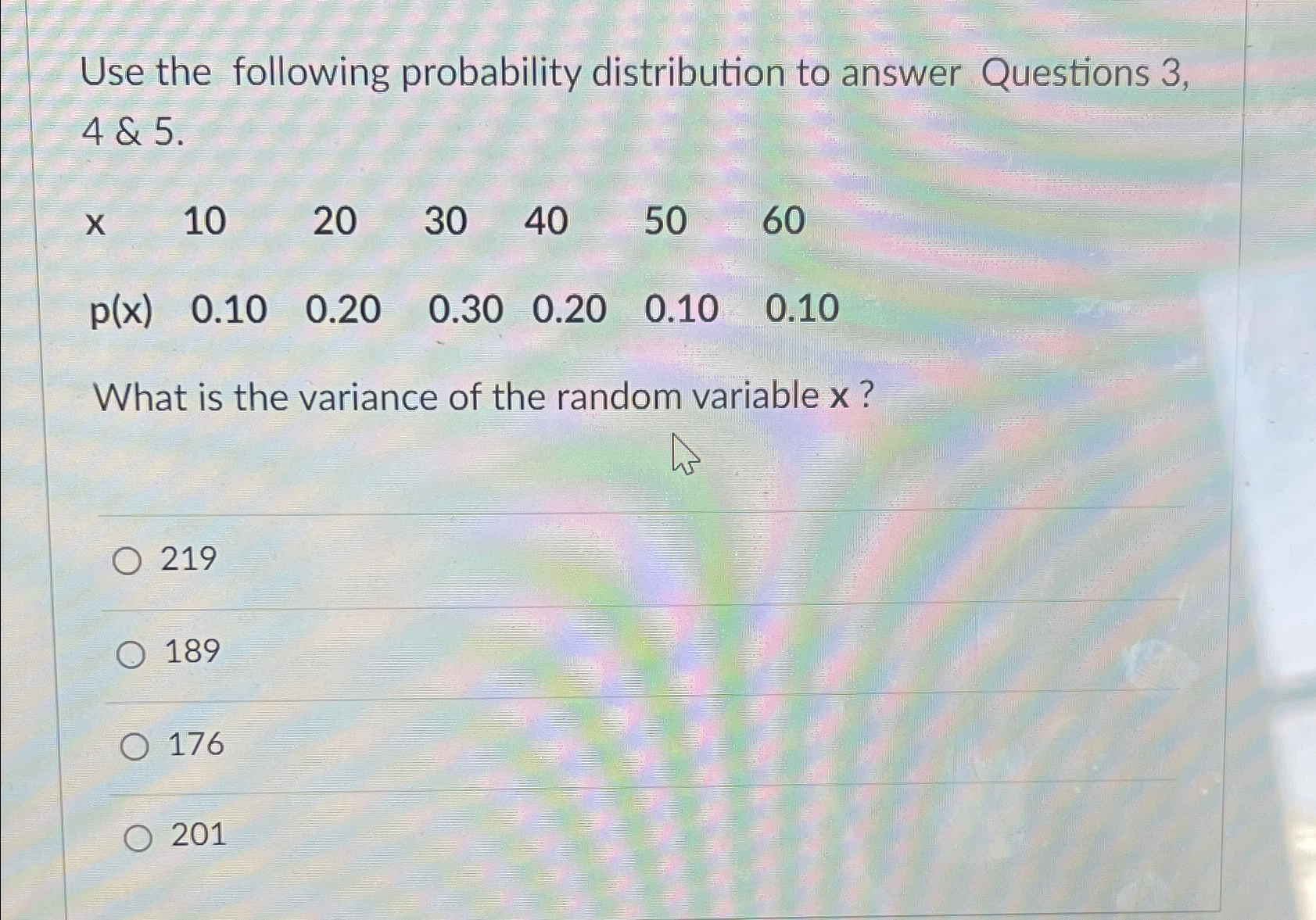 Solved Use the following probability distribution to answer | Chegg.com