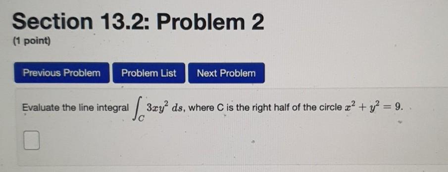 Solved Section 13.2: Problem 1 (1 point) Previous Problem | Chegg.com