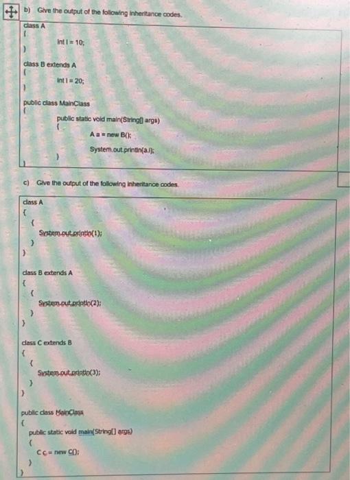 Solved B) Give The Output Of The Following Inheritance | Chegg.com